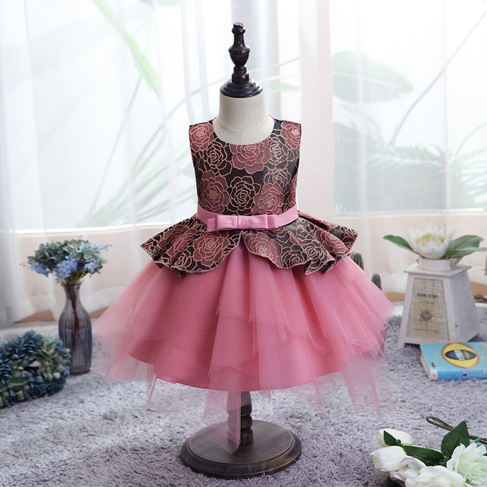 Pink Ball Gown Little Girls Birthday Pageant Dress – coolBthat